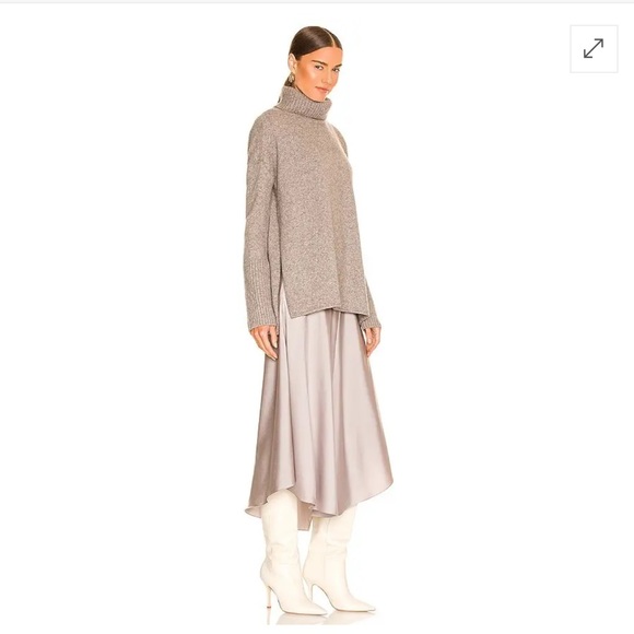 ALL SAINTS MIDI Satin Slip Dress Sleeveless V Neck Gray Silver NWOT - Picture 3 of 10